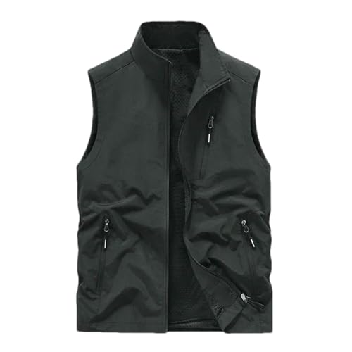 Chaleco transpirable sin mangas para hombre multibolsillos corte delgado 2
