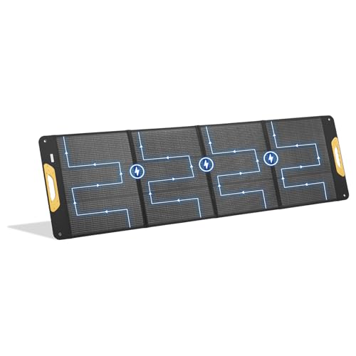BougeRV ソーラーパネル 太陽光パネル 200W 折りたたみ 【高変換効率25%/割れにくい/IP65防水防塵】 超長 2.5m ケーブル（本体 2m＋変換ケーブル 0.5m）付属 【BougeRV冷蔵庫内蔵バッテリー直接給電対応 】携帯ハンドル スタンド 変換ケーブル付き(XT60/DC7909)対応 キャンプ 車中泊 停電 防災 非常用電源 電力不