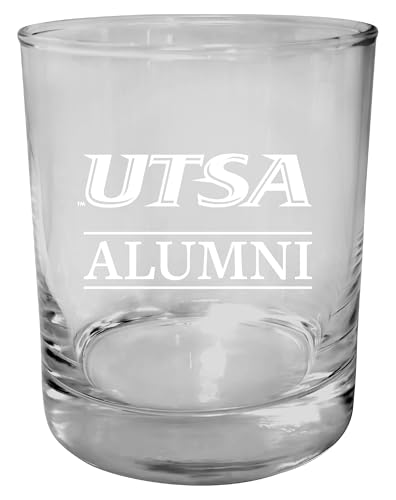 R and R Imports UTSA Roadrunners 11 oz Round Whiskey Glass – Officially Licensed Engraved Alumni Design (Single)