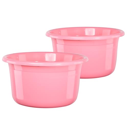 Image of Kuber Industries 2 Pcs Bath Tub 25 Ltr Plastic For Home, Washroom & Kitchen | Lightweight & Multipurpose Washing Tub - Suitable For Laundry And Cleaning | Pink