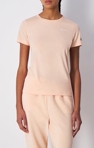 Champion Legacy Icons W-Small Script Logo S/S Crewneck Camiseta, Rosa melocotón, XXL para Mujer