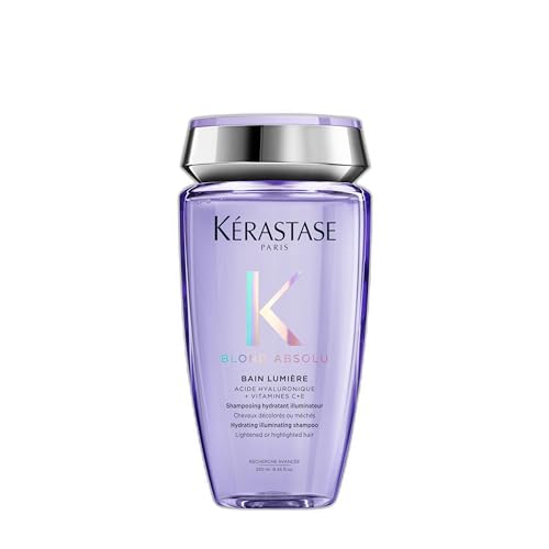 Kérastase Blond Absolu, Hydrating Illuminating Shampoo, For Lightened, Highlighted and Grey Hair, With Hyaluronic Acid & Edelweiss Flower, Bain Lumiere, 250ml
