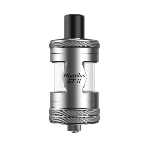 Aspire Nautilus GT 2 Atomizzatore da Guancia e Polmone per Sigaretta Elettronica 25mm - Tank 4,5ml, Refill dall'Alto, Tiro Regolabile, Drip Tip 510, Coil 0.3Ω e 1.8Ω (Silver)