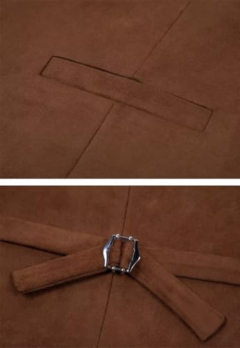 Boys Vest Suede Leather Western Vest V-Neck Cowboy Style Retro Waistcoat4