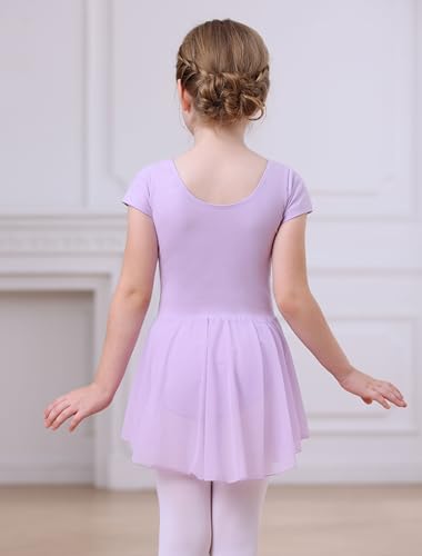 Image of MdnMd Girls Toddler Ballet Leotard with Skirted Short Sleeve Dance Gymnastic Ballerina Ballet Outfit Dress