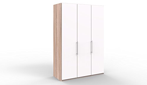 WIEMANN Loft Kleiderschrank, Schlafzimmerschrank, Gleittürenschrank, Drehtürenschrank, in weiß, Eiche-sägerau, Holz, B/H/T 150 x 216 x 58 cm WIEMANN Loft Kleiderschrank, Schlafzimmerschrank, Gleittürenschrank, Drehtürenschrank, in weiß, Eiche-sägerau, Holz, B/H/T 150 x 216 x 58 cm
