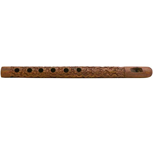 Image of Handmade Wooden Musical Flute (33x2.5x2 Cm) Elegant Brown Basuri For Shri Krishna Statue, Ideal Musician Premium Mouth Bansuri Instrument For Kanha Devotees And Music Enthusiasts