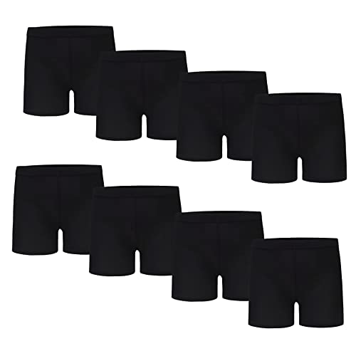TRAMLE Girls Dance Cycling Shorts 8 Pack (8-10 Years Old) Stretchy Black Bike Under Skirt Breathable Comfortable Shorts for Girls Sports Play Underdress Pants