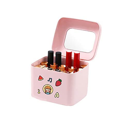 ZYJIX Boîte De Rangement De Rouge à Lèvres avec Couvercle, Coiffeuse Miroir, Boîte De Glaçage à Lèvres, Boîte Portable, Boîte De Rangement avec Un Autocollant