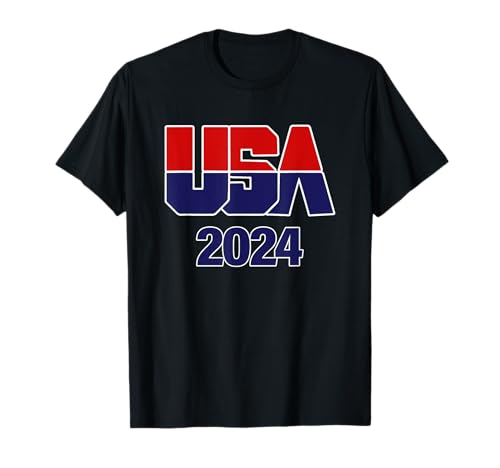 USA Team 2024 - Souvenir homens e mulheres American Sports t-shirt, Preto, S