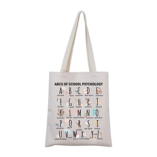 MNIGIU Sacola de psicologia escolar - presente de formatura de psicologia - presente de saúde de metal, Bolsa com alfabeto, 12 inches