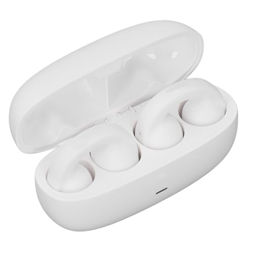 Auriculares Inalámbricos de Oído Abierto Bluetooth 5.3 Auriculares Ligeros para Deportes y Actividades Al Aire Libre con Estuche de Carga y Control Táctil (White)