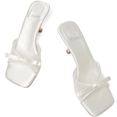 Image of Mostrin Kitten Heels for Women Round Toe Heels With Bow Vintage Mules Sexy Slip on Stiletto Backless Sandals for Party Daily