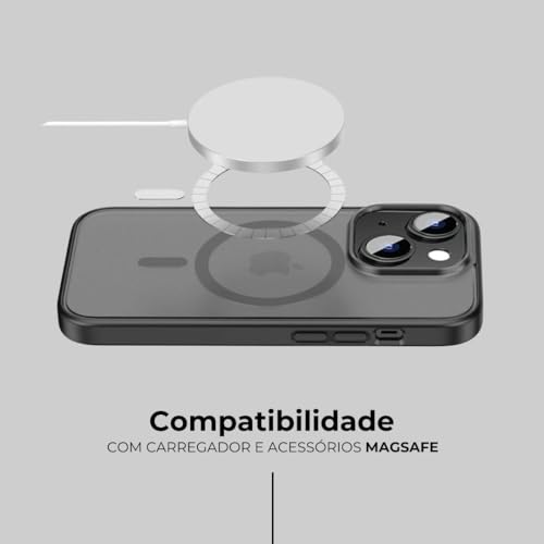 AZ Capa Anti Impacto Az Matte Compatível com a Linha iPhone (Preto, iPhone 16)