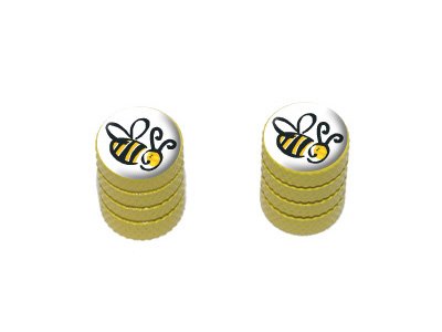 GRAPHICS & MORE Bumble Bee - Motorcycle Bike Bicycle - Tire Rim Wheel Schrader Valve Stem Caps - Yellow