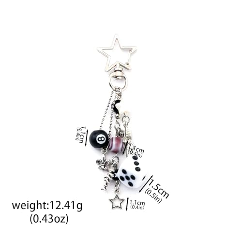 Image of 8 Ball Dice Charm Keychain - Cute Bag Purse Handbag Accessories - Y2K Aesthetic Key Chain for Women Men