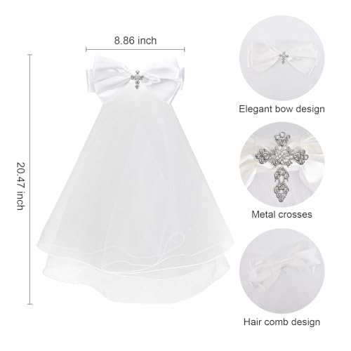 Vividsun First Communion Veil White Holy Communion Headpiece with Comb2