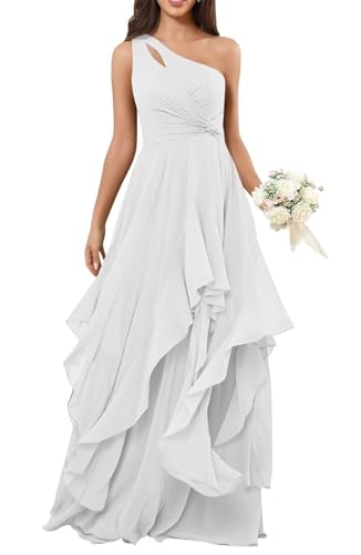 Robe demoiselle d'honneur asymétrique maxi mousseline empire pour mariage