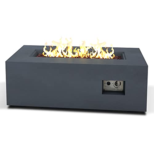 Kante Concrete Rectangle Fire Table 42", 50000 Btu Outdoor Propane Fire Pit Table, Mokeless Fire Pit And Outdoor Fire Pits, Gas Fire Pits For Outside Patio, Charcoal Concrete #TOP8