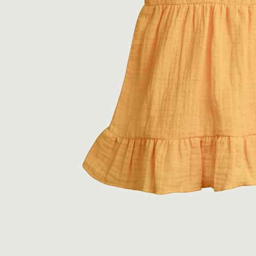 Image of Kidbea Organic Cotton Girl's Frock Ruffle Sleeve Regular Fit Casual Dress
