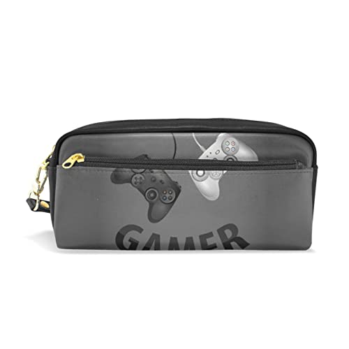 Simpatico astuccio con volpi arancioni in stile cartone animato senza cuciture su neve per matite penne pennarelli articoli di cancelleria per scuola e blu scuro pelle sintetica