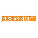 Russisches blaues Straßenschild, Katze Sorten Geschenk Wandkunst Dekoratives Schild, russisches Blau individuelles Straßenschild für Café, Bar, Büro, Veranda