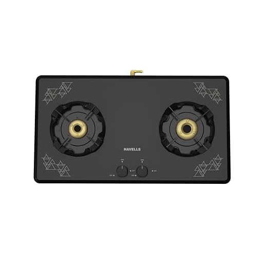 Havells Nucleus Slim Gas stove |2 Heavy Duty Forged Brass Burner|8 mm toughened glass|Premium Valves|Removable Drip Tray|Soft Touch Knobs|5 year Warranty on Burners, Glass & Valves by Havells (Black)