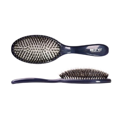 Cepillo para extensiones de cabello con cerdas naturales y base ovalada azul Fashion SHE