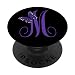 Purple Letter M Alphabet Initial with Butterfly Monogram - PopSockets Grip and Stand for Phones and Tablets