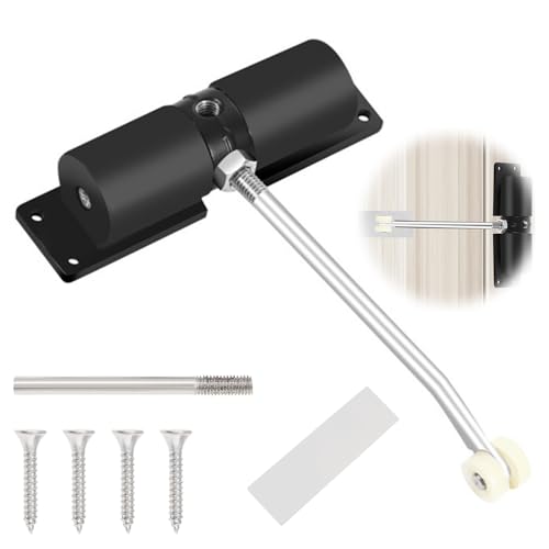 HOJLKLD Ferme-porte automatique, ferme-porte à ressort de sécurité en alliage d'aluminium, pour portes à fermeture automatique et conversion de portes à charnières