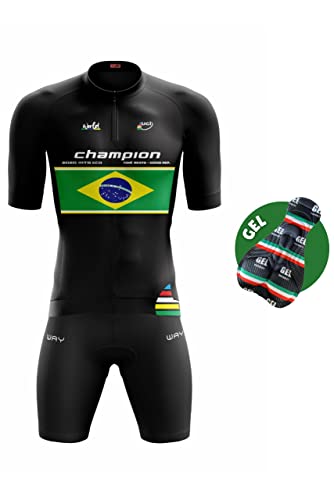Conjunto de Ciclismo Masculino Camisa e Bermuda de Gel Vários Modelos (Champion Brasil, GG)