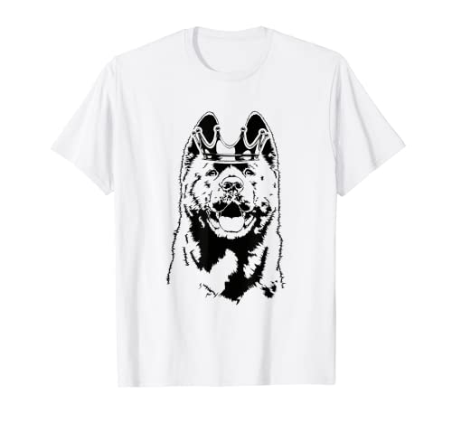 Divertido Akita americana con la corona Perro Perros Camiseta