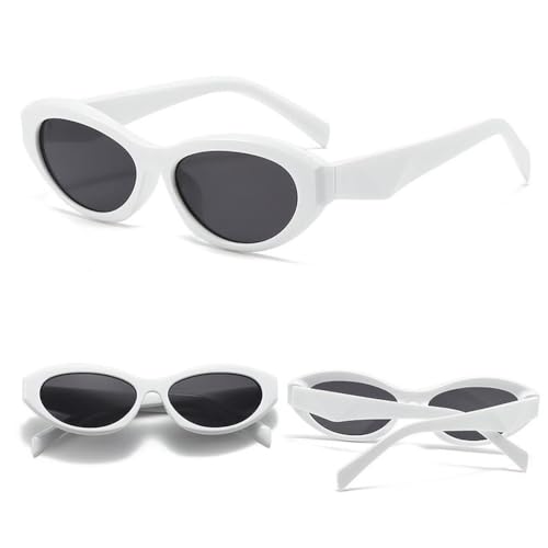 Lunettes de soleil œil de chat et ovales pour femmes en noir et blanc