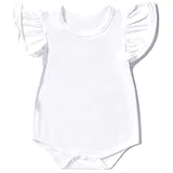 Y·J Back home Baby Girl Ruffle White Onesie Shirt Infant Cotton Clothes Toddler Suit Clothing Summer Onepiece Outfit Sleeveless Bodysuit Newborn Romper,0-3 Months