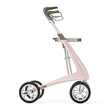 byACRE Carbonio Ultralight Rollator Walker – deambulatore in carbonio più leggero al mondo, solo 4,8 kg, uso interno ed esterno, pieghevole con sedile e facile da trasportare (rosa pallido, binario
