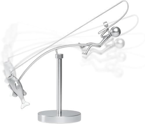 Fisherman Balancing Sculpture, Funny Fishing Gifts for Men, Unique Desk Decoration for Fishing Enthusiasts, Kinetic Fishing-Sculpture, Suitable for Giving to Friends and Valentine's Day Gifts ﻿