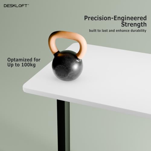 Image of Height Adjustable Electric Standing Desk | Ergonomic Sit Stand Workstation with Walnut Wood Grain Desktop | Motorized Computer Desk for Home Office (Black Frame & White Top, 1200 x 600 mm)
