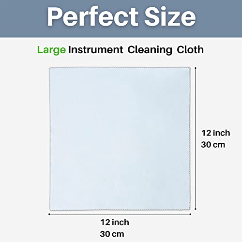 Catiflin 8 Pack Large Instrument Cleaning Cloth, Lint Free Guitar Cleaning Cloth, Soft Polishing Cloth For Flute, Cello, Viola, Violin, Trumpet, Clarinet, String Instruments (12"X12", Light Blue) #TOP3