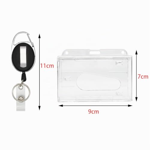 Lot de 3 porte-badge avec clé rétractable - Porte-badge avec clip, porte-clé extensible - Mousqueton et clip de ceinture pour la fixation. – vue 2