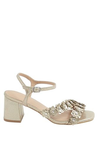 Yours - Shimmer Floral Block Heel Sandals In Extra Wide Eee Fit - Women's