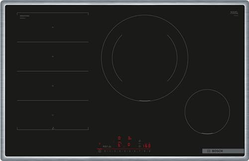 Bosch PXE845HC1E Serie 6 Autarkes Induktionskochfeld, 80 cm breit, mit Rahmen aufliegend, DirectSelect, Flex Induction, PerfectFry Plus Bratsensor, Schwarz