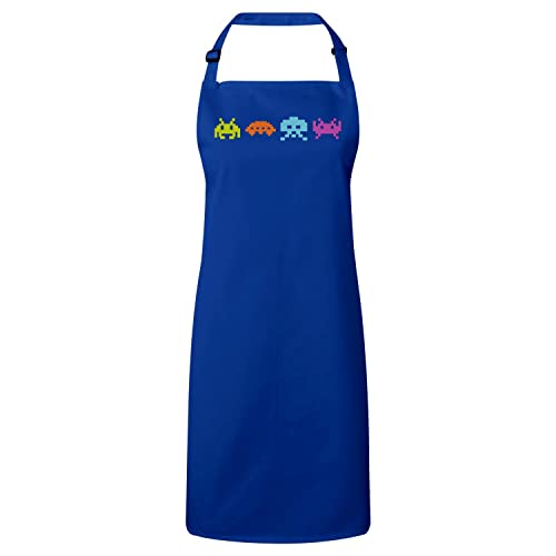 Tablier cuisine bleu pixel invaders style jeux video retro 8 bits