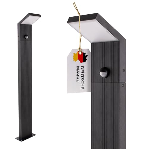 max K O M F O R T LED Außenstandleuchte 80 cm Schwarz mit Bewegungsmelder – Premium Wegeleuchte IP65, 8W, 1280lm, 3000K warmweiß, Aluminium,...
