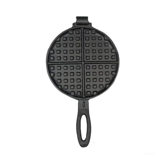 Sartén para gofres de hierro fundido, redonda de 17/20 cm para molde, horneador resistente sin revestimiento, durabilidad de calefacción uniforme, uso comercial en el hogar (20 cm)