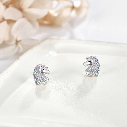 Image of Animal Stud Earrings 925 Sterling Silver Elephant /Unicorn /Chicken /Flamingo /Highland Cow /Hummingbird Earrings Animal Jewelry Gifts for Women