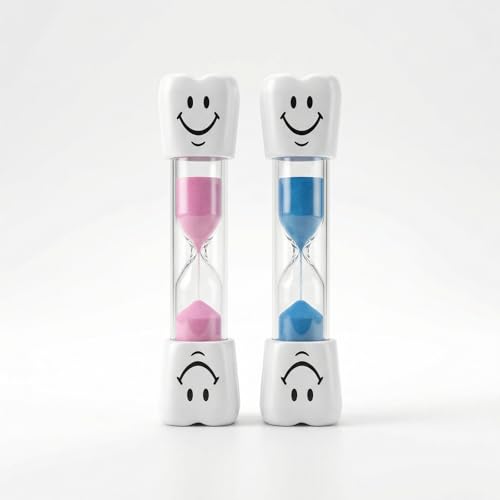 2PCS 3 Minute Toothbrush Timer for Kids - Smiley Sand Timer for Teeth Brushing - Fun Visual Hourglass Countdown Clock for Children Oral Hygiene Habits Bathroom and Classroom Games