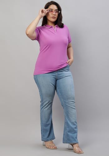 Image of Wear Your Opinion Women's Plus Size Tipped Collar Neck Polo Tshirt