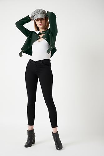 Image of Miss Chase Women's Off White V-Neck Full Sleeves Bomber Cropped Jacket