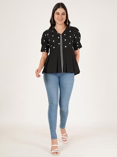 Image of Brownverse Pure Cotton Women's Embroidered Top