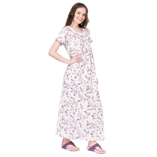 Image of Women's Cotton Nighty Night Gown Multicolore /Cotton Nighty for Pregnant Ladies /Women Night Gowns for Day Wear /Night Wear (Multicolour)(Available Sizes XL & XXL)